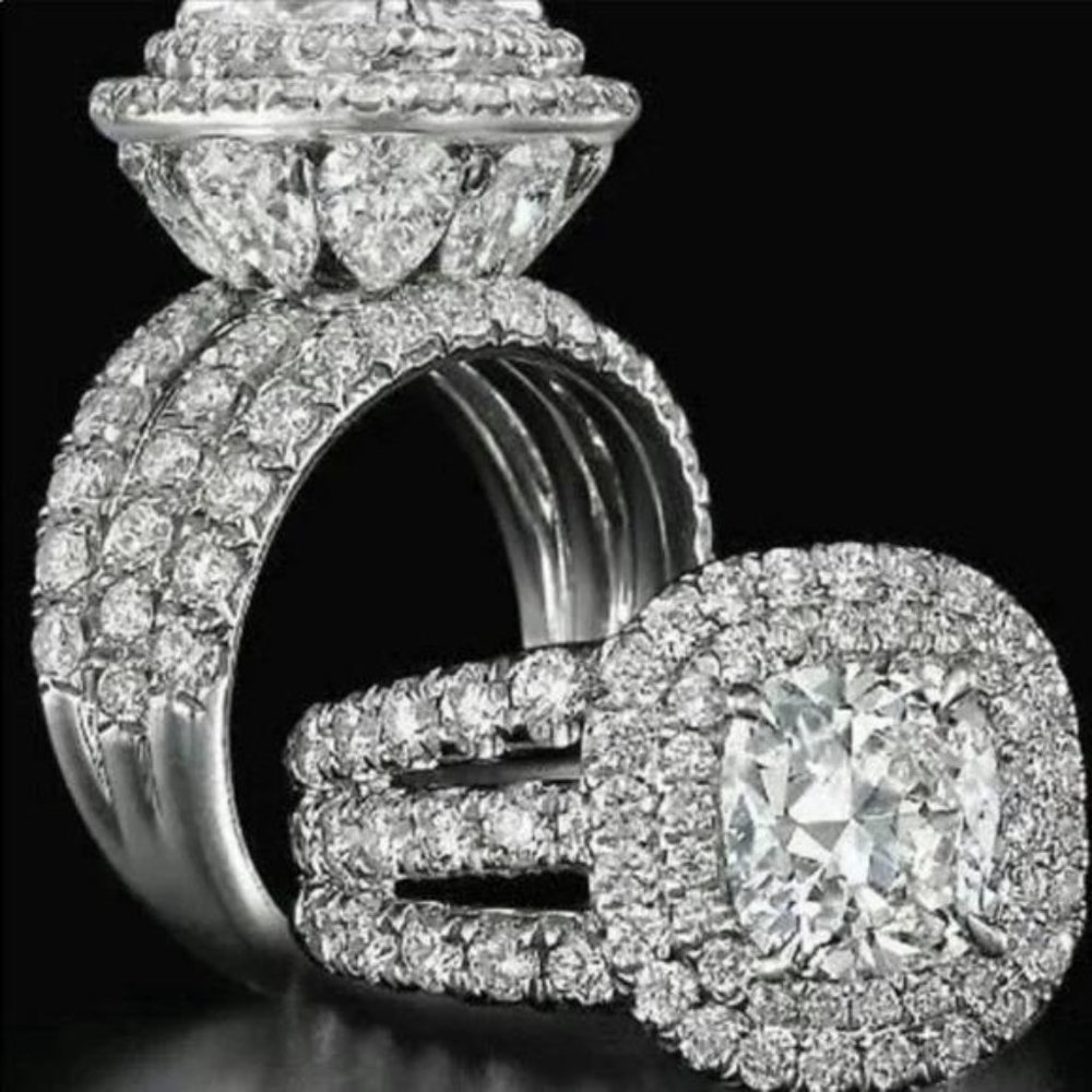 NEW LUXURY ENGAGEMENT 925 STERLING SILVER DIAMOND RING, CUTE RING, SHINY RING. - Picture 6 of 7